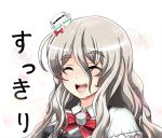  1girl closed_eyes drooling grey_hair hat kantai_collection long_hair pola_(kantai_collection) saliva smile tk8d32 wavy_hair 