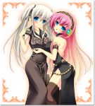  aqua_eyes blue_eyes blush breasts crossover headset large_breasts long_hair mabinogi megurine_luka multiple_girls nao pink_hair thigh-highs thighhighs twintails umitsubame very_long_hair vocaloid 