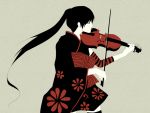  black_hair cantarella_(vocaloid) closed_eyes instrument japanese_clothes kimono nagone_mako ponytail profile pug_(pixiv) simple_background utau violin vocaloid wallpaper 