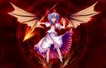  blue_hair hat mizuno_(artist) polearm red_eyes remilia_scarlet short_hair spear spear_the_gungnir touhou weapon wings 