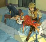  bed brush guy_cecil hair_brush hair_brushing long_hair luke_fon_fabre male multiple_boys reclining red_hair redhead tales_of_(series) tales_of_the_abyss 
