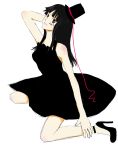  black_hair brown_eyes don&#039;t_say_lazy don't_say_&quot;lazy&quot; dress harpseal hat high_heels k-on! lipstick long_hair mini_top_hat no_legwear shoes solo top_hat 