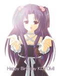  clannad dress foreshortening hair_bobbles hair_ornament haruno_(macoro) ichinose_kotomi long_hair purple_eyes tears twintails two_side_up violet_eyes 