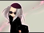  akagi blind genderswap hanyuu_yusuke hat ichikawa_(akagi) long_hair sunglasses white_hair 