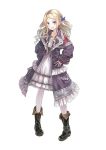  atelier atelier_rorona atelier_rorona_alchemist_of_arland blonde_hair blue_eyes boots bow cuderia_von_feuerbach frills gust hair_bow hands_on_hips kishida_mel official_art one_side_up pantyhose smile white_legwear 
