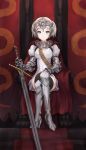  armor character_request crossed_legs fantasy gloves kazuoki sitting sword thigh-highs thighhighs throne weapon 