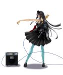  1girl akiyama_mio amplifier bangs bass_guitar black_eyes black_hair blue_legwear blunt_bangs don&#039;t_say_&quot;lazy&quot; don&#039;t_say_lazy dress hat high_heels highres hime_cut instrument k-on! long_hair mini_top_hat pantyhose ruce shoes solo top_hat transparent_background 