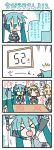  &gt;_&lt; 4koma :d armpits arms_up chibi chibi_miku clapping comic hatsune_miku kagamine_len kagamine_rin karaoke microphone minami_(colorful_palette) open_mouth singing smile surprised twintails vocaloid xd |_| 