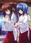  brown_hair japanese_clothes little_busters! little_busters!! miko na-ga natsume_rin nishizono_mio 