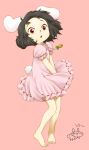  barefoot black_hair bunny_ears bunny_tail carrot child feet highres inaba_tewi jewelry ohyo pendant rabbit_ears red_eyes short_hair solo tail touhou 