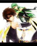  brown_hair c.c. cc code_geass elbow_gloves gloves green_eyes green_hair kururugi_suzaku rahit sword weapon 