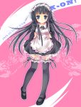  alternate_costume black_eyes black_hair enmaided garters hanahanaken highres k-on! long_hair maid maid_headdress mary_janes shoes solo thigh-highs thighhighs 