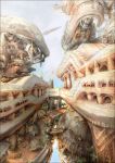  floating futuristic highres mechanical original scenery science_fiction sky sukiyoshi 