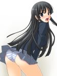  akiyama_mio ass black_hair k-on! panties school_uniform solo striped striped_panties underwear 