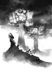  monochrome moruga mushroom_cloud nuke rozen_maiden ruins skull suigintou translated 