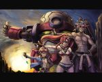  belt between_breasts bikini_top boota breasts denim denim_shorts eroquis goggles goggles_on_head kamina kamina_shades lagann ponytail shirtless shorts simon sunglasses tengen_toppa_gurren_lagann thumbs_up yoko_littner yoko_ritona 