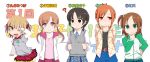  belt black_eyes black_hair brown_eyes brown_hair chin_rest dowsing_rod extra green_eyes hair_ornament hair_ribbon hairpin highres hoodie itou_shiori jacket kurabayashi_aya marui_mitsuba matsuoka_sakiko mitsudomoe miyashita necktie orange_eyes orange_hair payot plaid raglan_sleeves ribbon short_hair short_twintails side_ponytail skirt smile sweater_vest tartan thigh-highs thighhighs twintails wink 