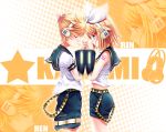  belt blonde_hair blue_eyes bow closed_eyes detached_sleeves dopollsogno hair_bow hair_ornament hairclip headset kagamine_len kagamine_rin midriff short_hair shorts siblings twins vocaloid zoom_layer 