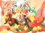  bell blonde_hair blue_eyes blue_hair boots bottle brown_hair cake christmas detached_sleeves food hat hatsune_miku kagamine_len kagamine_rin kaito meiko mitosa necktie pastry scarf short_hair shorts smile thigh-highs thighhighs twintails vocaloid wine wink 