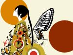  800x600 black_hair butterfly_wings faux_wings flower iroha_uta_(vocaloid) japanese_clothes kimono nagone_mako ponytail profile pug_(pixiv) utau vocaloid wallpaper wings 