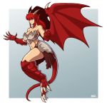  armor blaz_b._aros blazbaros breasts dragon_girl dragon_tail dragon_wings redhead tail 