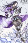  1boy artist_name blue_eyes boots character_name coat copyright_name final_fantasy final_fantasy_brave_exvius gloves grey_background ice julia_yit lasswell long_hair simple_background solo sword weapon 
