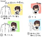  1girl blush brown_hair comic commentary_request highres japanese_clothes kaga_(kantai_collection) kantai_collection masukuza_j military military_uniform muneate side_ponytail sweatdrop translation_request twitter_username uniform 