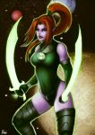  1girl artist_request dc_comics dual_wielding green_lantern green_lantern_(series) laira_omoto leotard ponytail source_request 