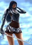  1girl armor female lips lipstick long_hair looking_at_viewer naglfar solo standing sword weapon 