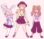  3girls artist_request carrot_(one_piece) charlotte_pudding charlotte_purin crossed_arms furry hat multiple_girls nami_(one_piece) one_piece rabbit_ears smile source_request standing 