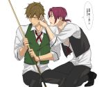  2boys blush brown_hair free! green_eyes ku_(pixiv_19193156) male_focus matsuoka_rin multiple_boys tachibana_makoto 