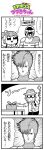  4koma :3 bkub character_request comic copyright_request emphasis_lines fedora greyscale hat highres holster mask monochrome necktie original recurring_image salute simple_background sleeves_rolled_up translation_request two-tone_background 