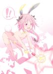  1boy bunny_girl bunnysuit fang fate/grand_order fate/kaleid_liner_prisma_illya fate_(series) gloves hair lolita_majin long pink pink_legwear rabbit_ears rider_of_black star trap 