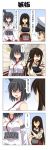  1boy 2girls 4koma akagi_(kantai_collection) bangs breasts brown_hair clenched_hand closed_eyes collision comic commentary_request detached_sleeves gradient gradient_background hair_ornament hakama hand_on_own_shoulder hat highres japanese_clothes jealous kantai_collection large_breasts little_boy_admiral_(kantai_collection) long_hair multiple_girls muneate open_mouth peaked_cap rappa_(rappaya) red_eyes shaded_face short_hair shota_admiral_(kantai_collection) sidelocks smile sweatdrop tears translation_request wide_sleeves yamashiro_(kantai_collection) 