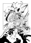  anger_vein assassin&#039;s_creed_(series) axe comic fifiruu frying_pan hong_meiling monochrome silhouette sword touhou translation_request weapon 