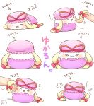  :3 ;) blonde_hair blush character_sheet cheek_poking fingers from_behind hat hat_ribbon ibarashiro_natou mob_cap multiple_views no_humans one_eye_closed partially_translated poking pout ribbon sidelocks simple_background sleeping smile touhou translation_request white_background yakumo_yukari zzz 