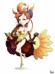  1girl accessories braid brown_hair dancer dress earrings fan feathers flamenco flower highres jewelry long_hair materclaws necklace rose solo summoner_war 