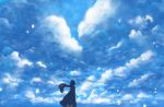  1girl clouds dress from_behind highres long_hair original outdoors rain sakimori_(hououbds) sky sleeveless sleeveless_dress solo standing very_long_hair 
