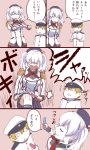  1boy 1girl :d anger_vein beret comic commentary_request epaulettes hat holding ishii_hisao kantai_collection kashima_(kantai_collection) little_boy_admiral_(kantai_collection) long_hair military military_uniform naval_uniform open_mouth peaked_cap pleated_skirt shota_admiral_(kantai_collection) skirt smile smug translation_request tupet twintails uniform white_hair 