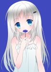  1girl blue_eyes dress flower kuro_futoshi long_hair noumi_kudryavka silver_hair solo 