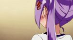  1girl animated animated_gif blush kamiya_agari purple_hair shakunetsu_no_takkyuu_musume subtitled sweatdrop tsundere twintails violet_eyes 