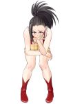  1girl black_hair boku_no_hero_academia breasts easy_(aqk7bdqt) legs long_hair ponytail simple_background solo thighs white_background yaoyorozu_momo 