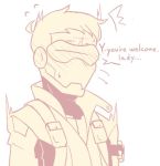  /\/\/\ 1boy blush comic english face_mask flying_sweatdrops full-face_blush jacket long_sleeves mask monochrome overwatch sally_(luna-arts) short_hair soldier:_76_(overwatch) surprised sweatdrop visor 