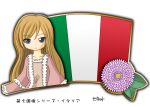  1girl blonde_hair blue_eyes flag flower italian_flag italy lily_(flower) long_hair murakami_senami 