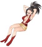  1girl black_hair boku_no_hero_academia breasts easy_(aqk7bdqt) legs long_hair medium_breasts ponytail simple_background solo thighs white_background yaoyorozu_momo 