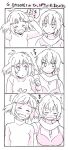  2girls breasts comic female monochrome multiple_girls senki_zesshou_symphogear tachibana_hibiki_(symphogear) translation_request white_background yukine_chris yuta0115 