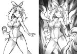  1girl arniro111 bikini breasts creature female forced haruka_(pokemon) monochrome nintendo poke_ball pokemon sketch smile swimsuit tentacle 