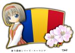  1girl blue_eyes flag flower murakami_senami romania romanian_flag 