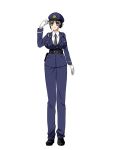  1girl black_hair gloves police police_uniform policewoman skirt type43 uniform 