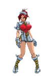  1girl animated animated_gif boots breasts dress full_body garnet_(rumble_fish) gloves green_eyes jiggle knee_high_boots large_breasts legs leotard lowres nurse pink_hair rumble_fish short_hair simple_background sprite standing transparent_background zipper 